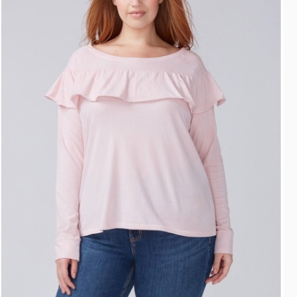 PRICE DROP! NWT, Lane Bryant, Ruffle Yoke Top, 14/16 - Picture 1 of 1